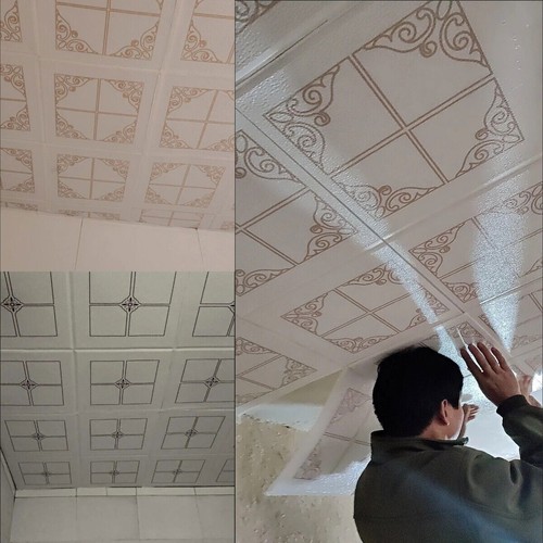 20 Panels 3D Foam Self-adhesive Wallpaper Ceiling Wall Sticker DIY Home Decor - Bild 20 von 24