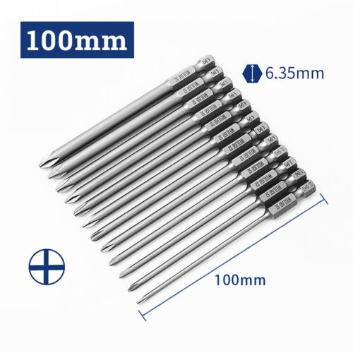 Phillips 1/4" Hex Security Bit Set Screwdriver Bits 75mm 100mm 120mm Long Reach - Picture 8 of 40