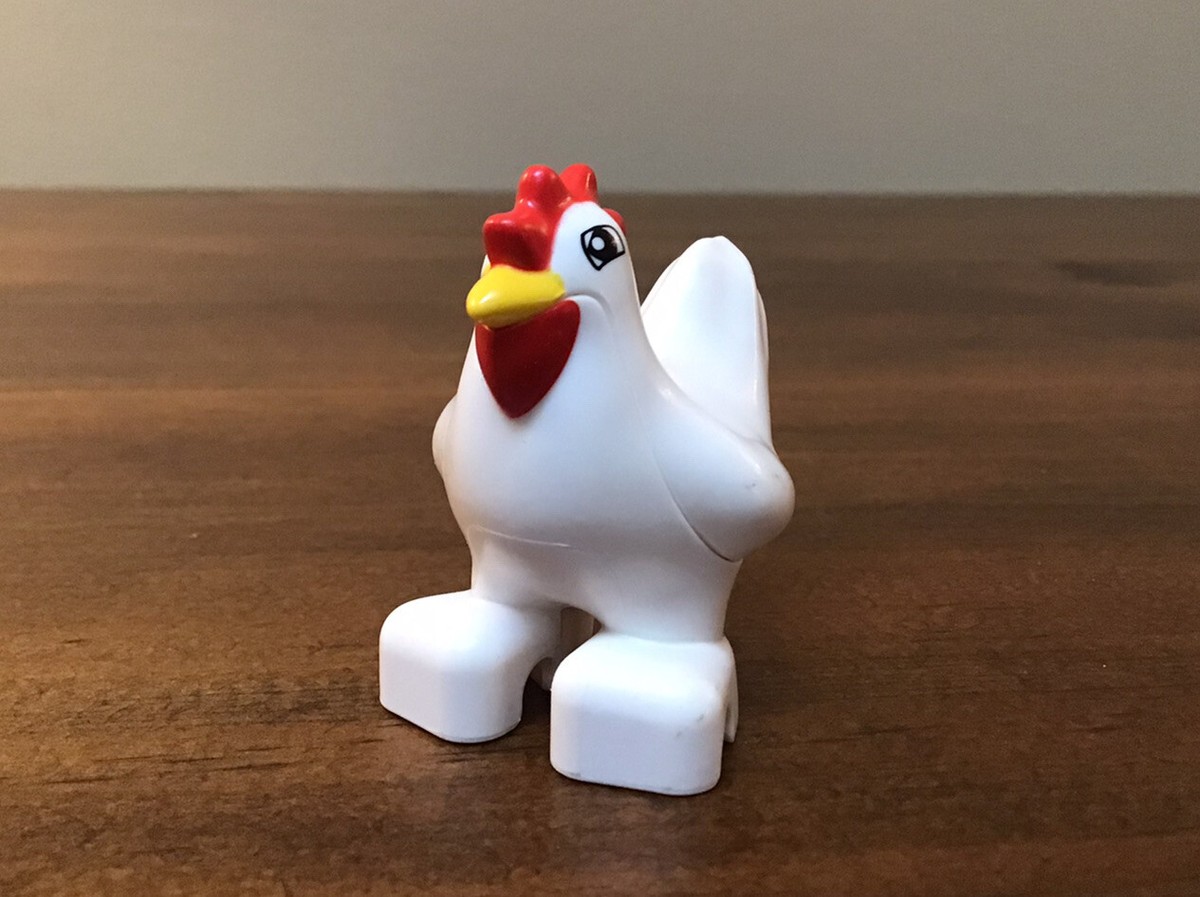 LEGO DUPLO White CHICKEN Rooster Hen Animal Figure Farm