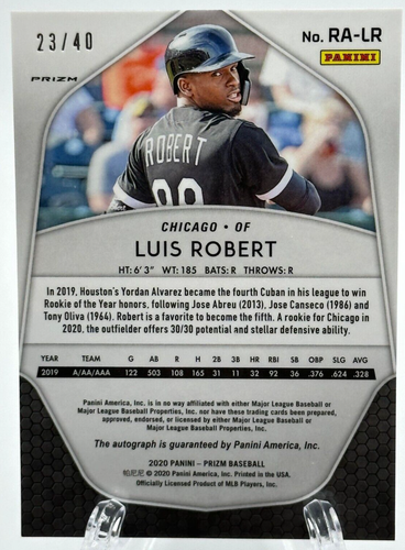Luis Robert 2020 Panini Prizm Blue Donut Circles RC Rookie Auto /40 - Picture 2 of 2