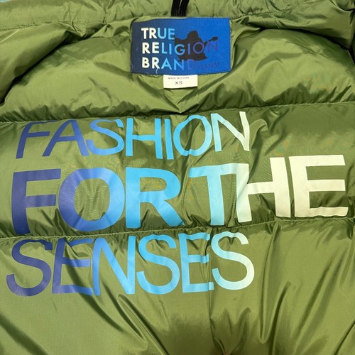 True Religion Goose Down Puffer Vest Adult XS Extra Small Green Embroidered Logo - Picture 7 of 19