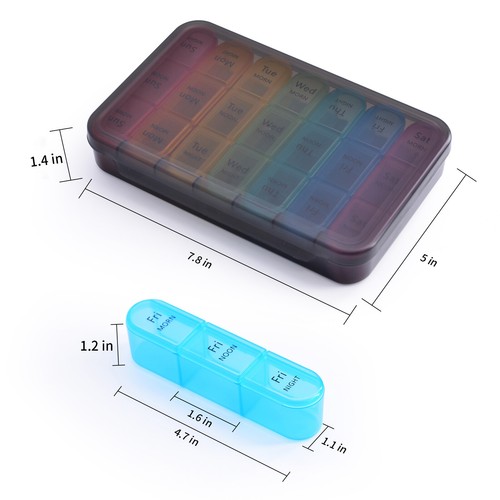 Weekly Pill Organizer 3 Times a Day 7 Day Daily Use Vitamins Holder Portable Box - Picture 8 of 9