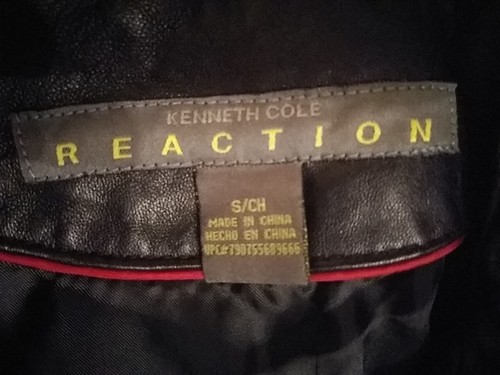 Kenneth Cole Reaction Vintage Moto High Neck Full Zip Leather Jacket Small - Picture 5 of 7