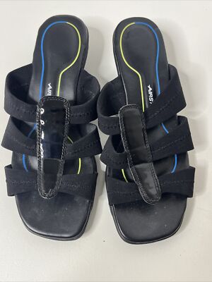 AirStep Blayer Stretch 52068 Black Open-Toe Slip-On Sandals Shoes Women's 