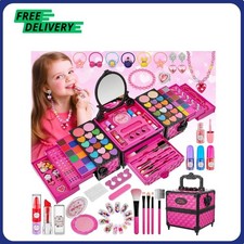 99 Pcs Kids Makeup Kit for Girls, Princess Toys Real Washable Cosmetics Set w...