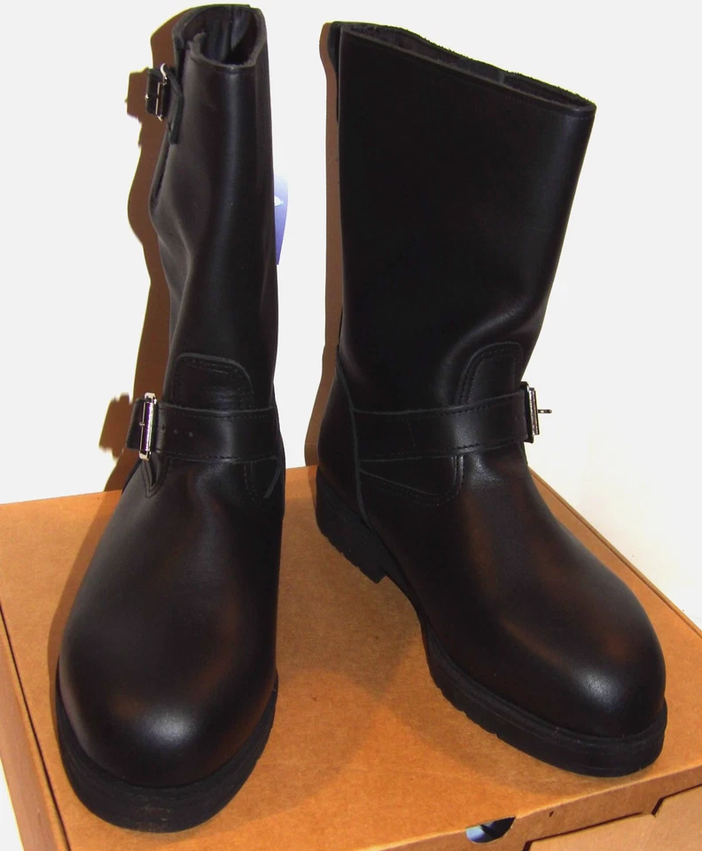 NEW CLASSIC BLACK LEATHER 10" ENGINEER/MOTORCYCLE BOOTS/LINED/MADE IN USA 8.5 W - Image 2 of 4