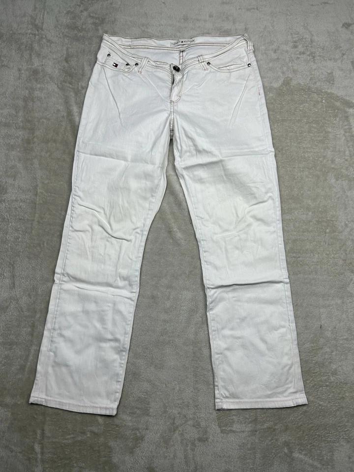 Tommy Hilfiger Boyfriend Jean Femme Blanc Taille 8 / M Coupe Droite Casual - Photo 2/4