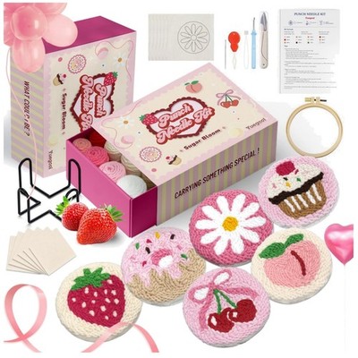 Punch Needle Set DIY Stickset Untersetzer Kinder Erwachsene Garn Anleitung