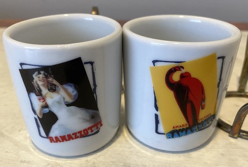 Two Vintage Coffee Cup with holder cup for Ramazzotti Italian liquor#M3 - Picture 3 of 6