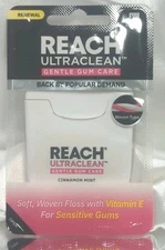 Reach UltraClean Gentle Gum Care Cinnamon Mint 50 Yd Soft Woven Floss Vitamin E