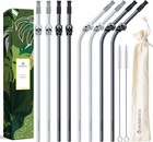 Homestia Reusable Metal Straws with Silicone Tips, 4 Straight + 4 Bent 10.5'' Lo