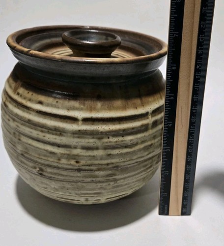 Barattolo ceramica firmato Eckels Art Studio biscotti caramelle con coperchio Wisconsin fatto a mano - Foto 7 di 8