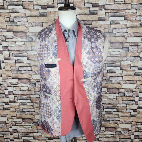 Van Heusen Sport Coat Jacket Mens 44L Salmon Double Vented Cotton - Imagen 7 de 8
