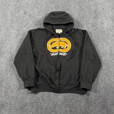Vintage Y2k Ecko Unltd Hoodie Full Zip Mens Size Large Black Baggy Grunge