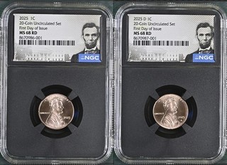 2025 P & D 1C Penny Lincoln Shield 1 Cent NGC MS68 RD Red FIRST DAY Issue & FDI