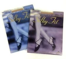 Silky Fit Hosiery Pantyhose 2 Pair Sz A Small Beige Control Top Sheer Sandalfoot