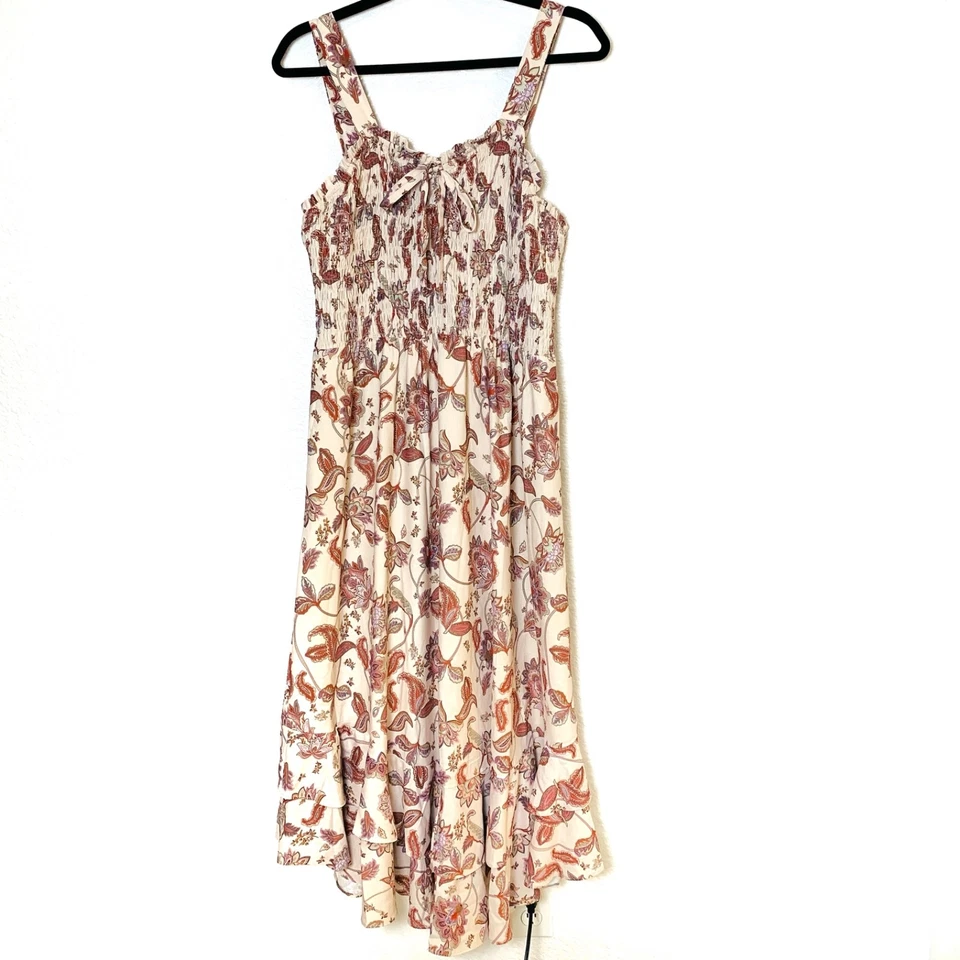 Grace Karin Maxi Dress Womens XL Cream Paisley Floral Boho Resort Cruise Beach - Image 3 of 4