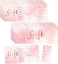 135pcs Blank Gift Certificates Cards for Business Spa Salon Wedding Pink 