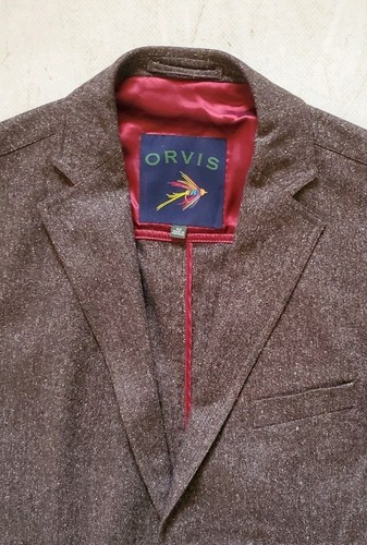 ORVIS Blazer Jacket Mens 46 R Silk Blend Unstructured Speckled Brown Portugal - Picture 6 of 14