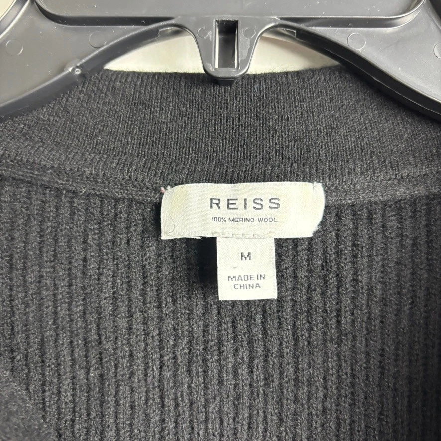 Reiss Merino Wool Open Collar Sweater – Black – Men’s M – NWOT - Image 4 of 4
