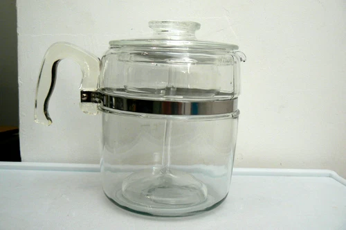 Vintage Pyrex Glass Flameware 7759 B 9 Cup Stovetop Percolator Coffee Tea Pot