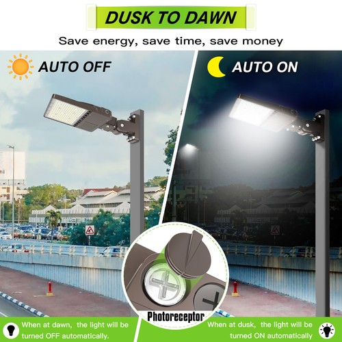 150W LED Parking Lot Light 22500LM Shoebox Pole Fixture Dusk To Dawn Arm Mounted - Picture 7 of 10