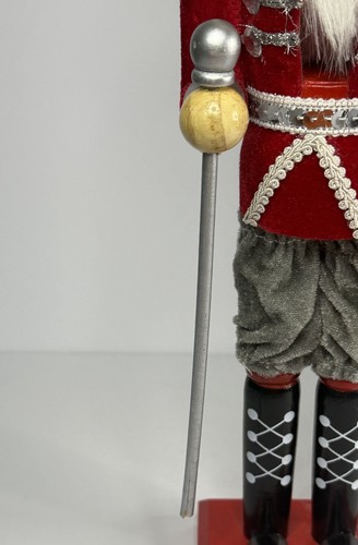 16" Vintage Holz Nussknacker Soldat König Silber Krone Weihnachtsdeko - Bild 8 von 14