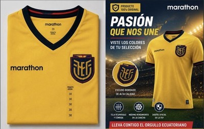 Marathon Ecuador National Team Yellow Soccer Jersey Shirt, Size S/ M/ L