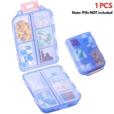 10 Compartments Pill Box Blue Compact Portable Pill Case Holder for Purse Travel