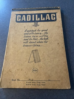 Vintage Cadillac Shorthand Notebook Gregg 1949