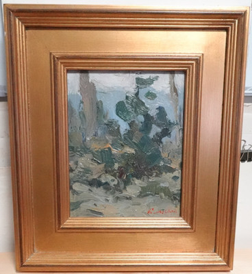 MICHAEL LINDSTROM ''WINTER PINE II'' ORIGINAL OIL ON PANEL IMPRESSIONIST PAINTING