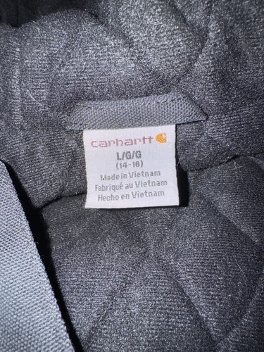 Carhartt Youth Large 14/16 Black Jacket Hooded Flannel Lined Coat - Picture 5 of 6
