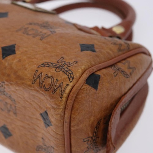 MCM Logogram Vicetos Hand Bag PVC Leather Brown Gold Auth 131735 - Picture 9 of 20