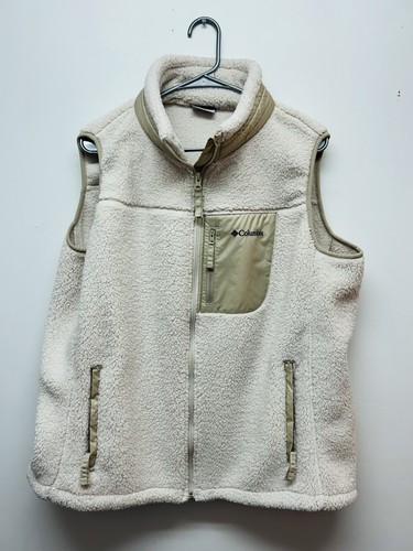 Columbia Womens Holly Hideaway Fleece Vest 2XL Cream Full Zip Sleeveless NWOT - Picture 1 of 5