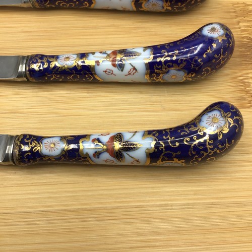 A. E. Lewis & Co Sheffield England Cobalt Blue/Gold Imari Knives. Floraine Range - Picture 7 of 15