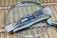 Case XX USA Pocket Worn Hand Fired Mediterranean Blue Bone Trapper Pocket Knife