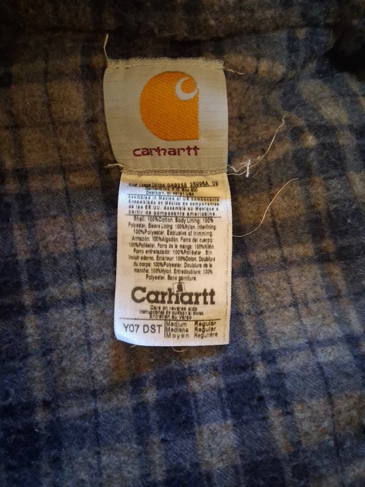 Vintage Youth Medium Denim Carhartt Zip Up Hooded Blanket Lined Jacket Y07 DST - Image 3 of 4