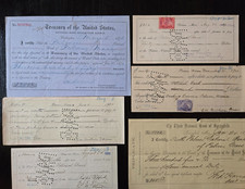 1870s-1900 ORIGINAL LOT OF SIGNED U. S. TREASURY CHECKS