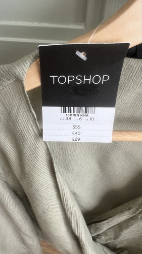 Womens Plunge Neck Blouse Top - sage/olive green size10 New with tags - Picture 2 of 5