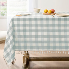 Softalker Checkered Tablecloth Square, Outdoor Linen Cotton Gingham Table Cloth