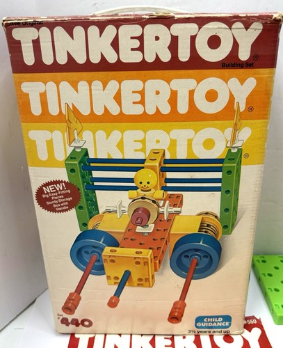 Vintage 1983 Tinkertoy Building Set #440 Almost Complete 105 pcs & Instructions - Picture 6 of 8