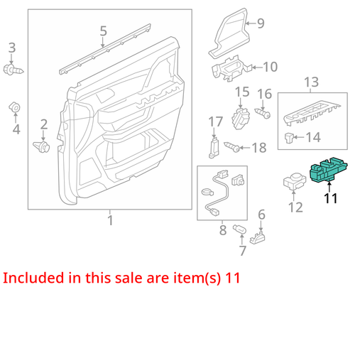 2014-2017 Honda Odyssey Driver Front Door Switch Driver's US Market Master EX - Picture 3 of 14