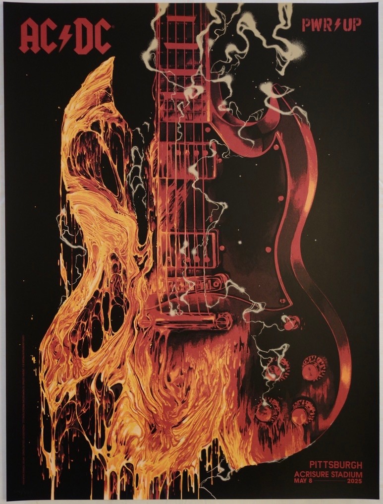 2025 AC/DC - Pittsburgh Silkscreen Concert Poster by Tomasz