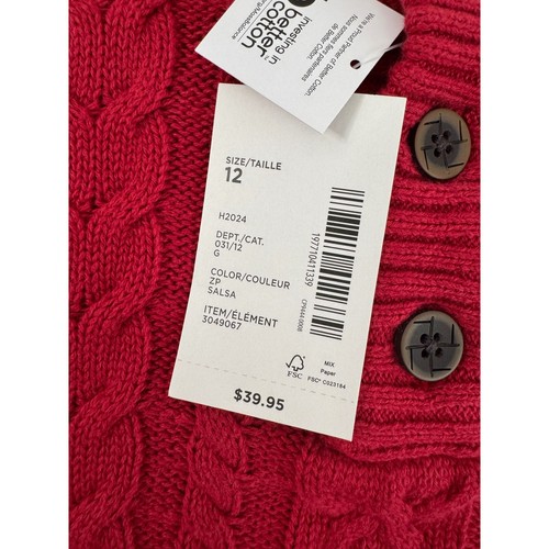 Gymboree Cable Knit Sweater Button Mock Neck Red Pullover Boys Size 12 NWT - Picture 4 of 4