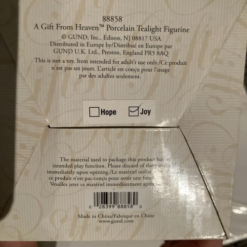 Gund Gifts Angel — Alegría — Un regalo del cielo porcelana té luz estatuilla nueva - Imagen 5 de 9
