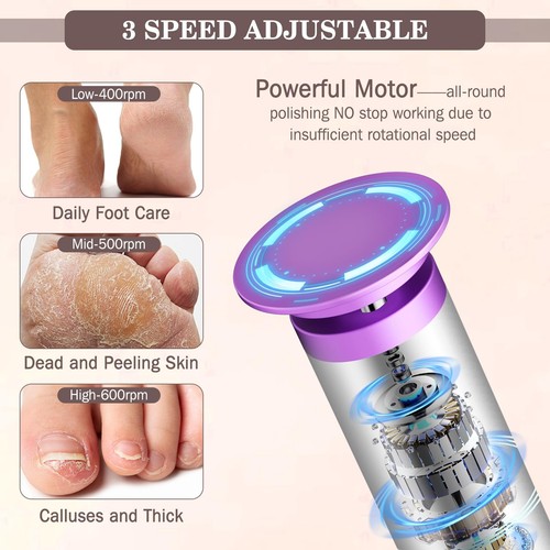 Electric Foot Callus Remover with Nano-Glass Head, 2000mAh Portable Electric ... - Picture 3 of 7