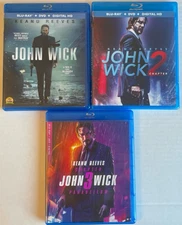John Wick Chapters 1-3 Chapter 1 2 3 Blu-Ray Movies Lot Keanu Reeves