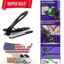 Professional-grade Nail Clippers Set for Men and Women - Black Stainless Steel