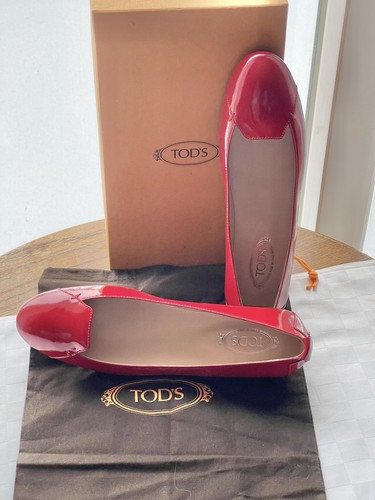 TOD’S *RARE* Ballerina Rubino/Red Patent Leather Ballet Flats EU39B/US8.5M $795 - Picture 4 of 15