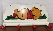 Vtg Winnie The Pooh Wooden Wall Hook Rack By Walt Disney For Nursery